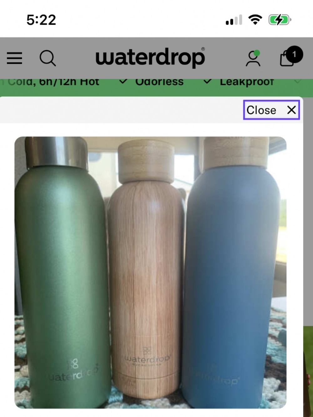 Waterdrop Classic Steel Bamboo Bottle 34 oz